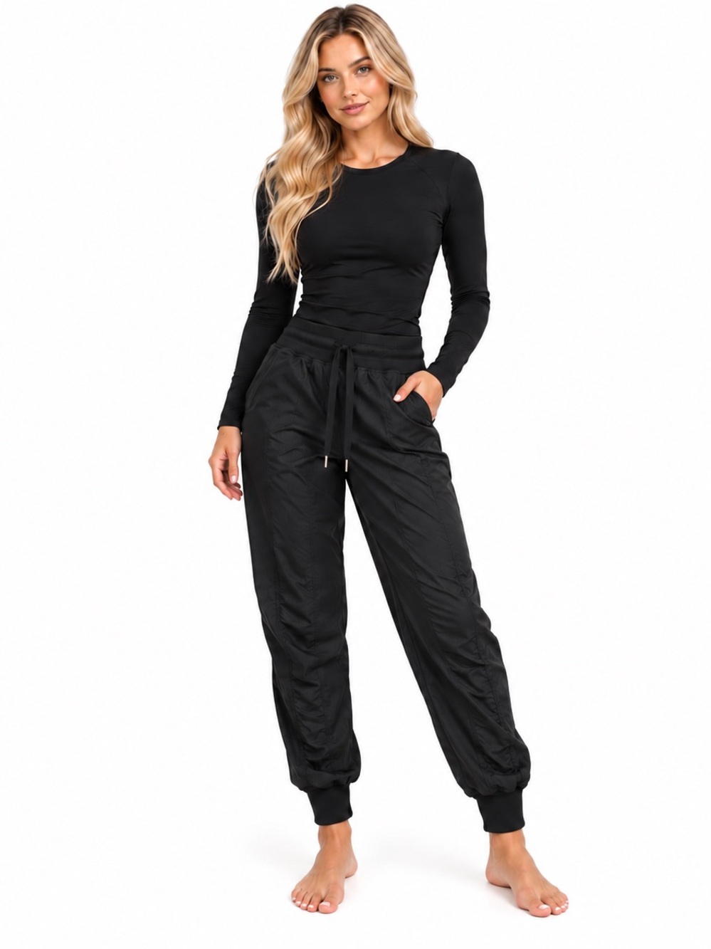 lululemon Ribbed Softstreme Mid-Rise Jogger -Black-Size 4